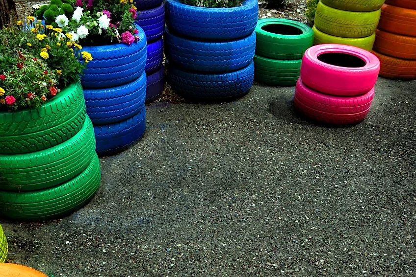 Painted Rubber Tire Planters