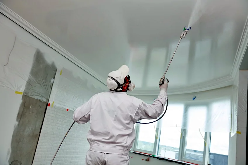 Painting a Ceiling with a Paint Sprayer