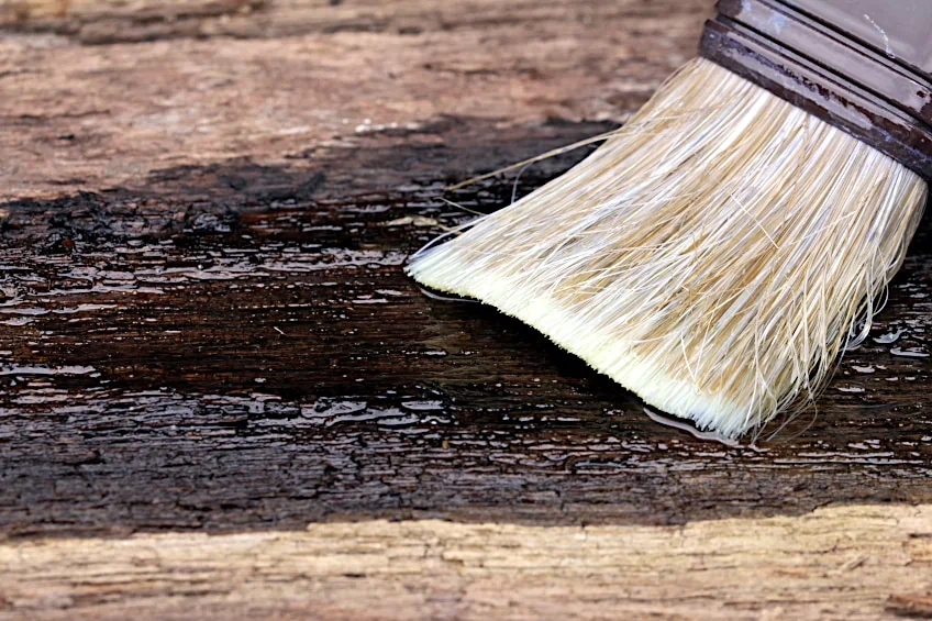 Oiling Wood with Brush