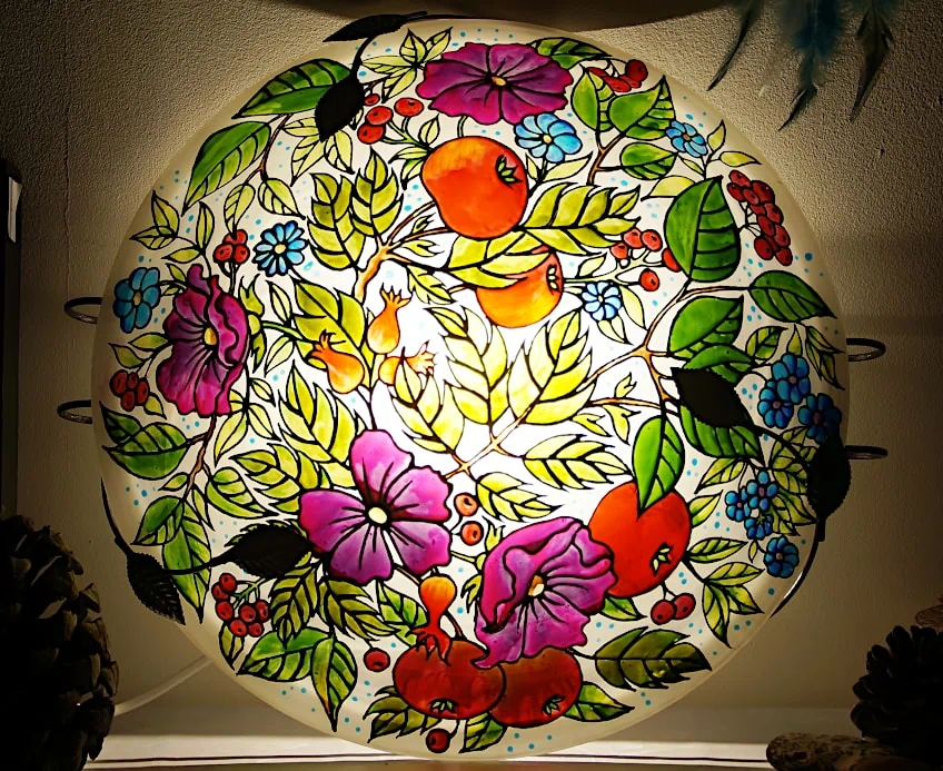 Painted Glass Lampshade