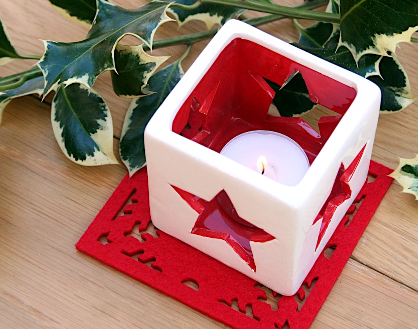 Painted Wooden Candle Holder