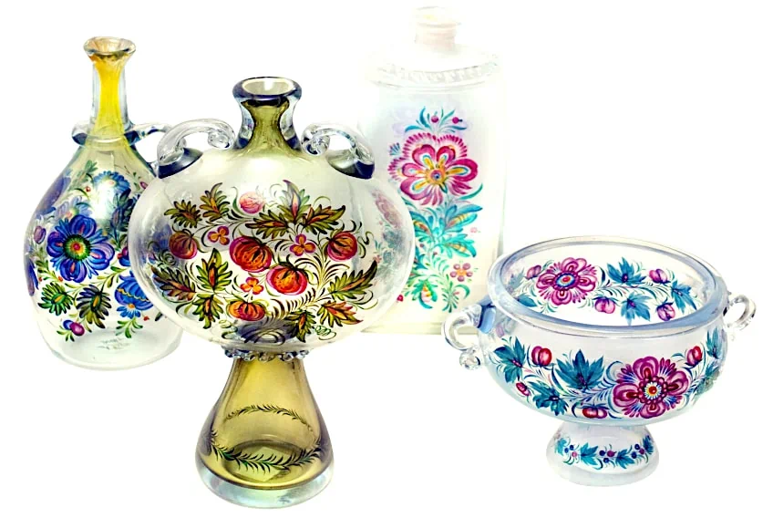 Selection of Painted Glass Ornaments