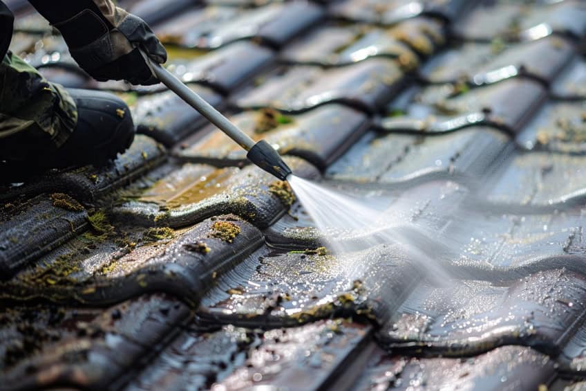 cleaning roof shingles